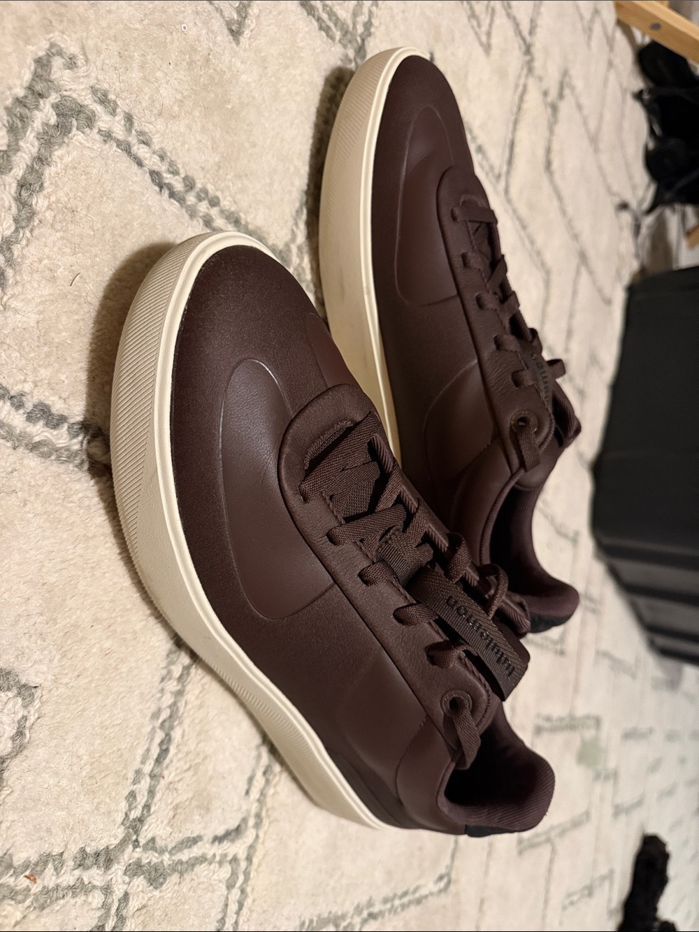 lululemon athletica Men's Chocolate Brown Low-Top Sneakers with Cream Sole